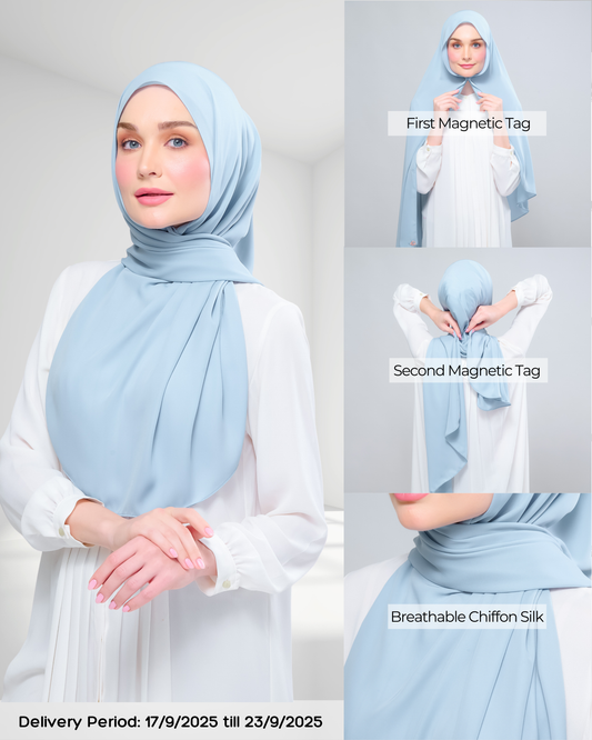 Instant Tag n' Go Shawl l Chiffon Silk 1.0 in Dusty Blue