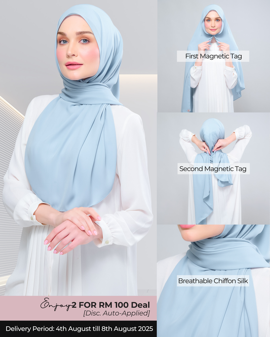 Instant Tag n' Go Shawl l Chiffon Silk 1.0 in Dusty Blue