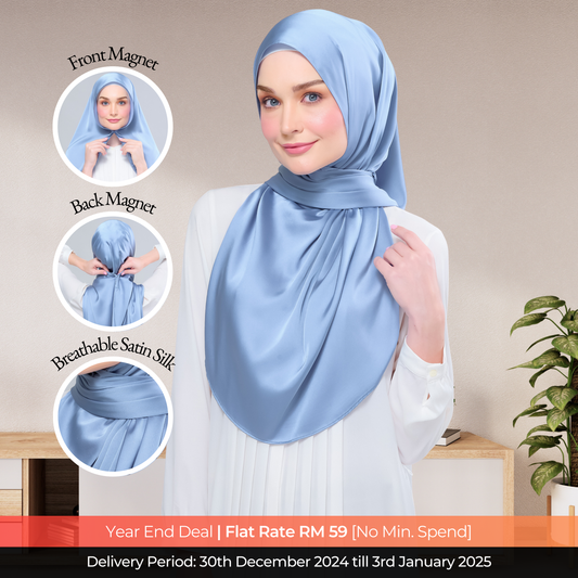 Instant Tag n' Go Shawl  | Satin Silk in Dusty Blue 2.0