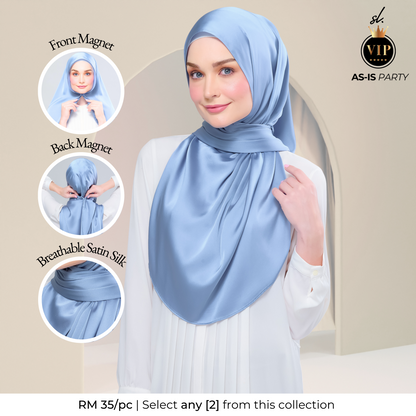 [As-Is] Instant Tag n' Go Shawl l Satin Silk in Dusty Blue 2.0