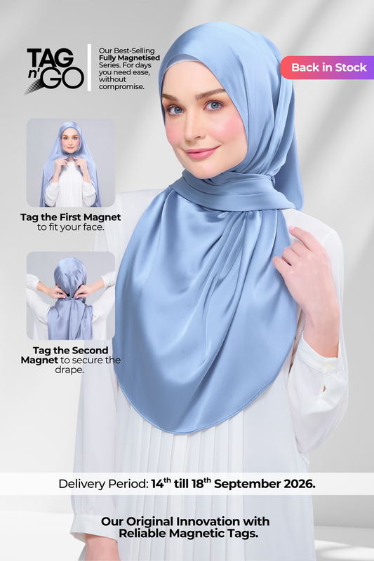 Instant Tag n' Go Shawl | Satin Silk in Dusty Blue 2.0