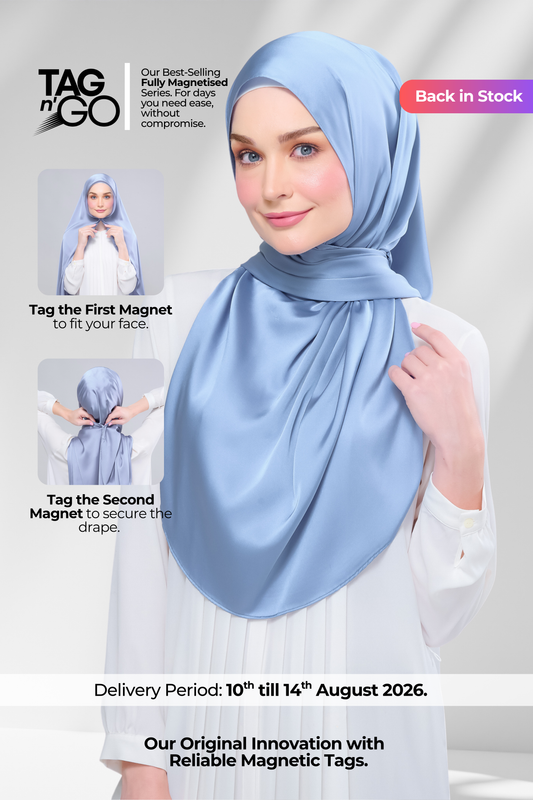 Instant Tag n' Go Shawl | Satin Silk in Dusty Blue 2.0