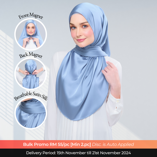 Instant Tag n' Go Shawl  | Satin Silk in Dusty Blue 2.0