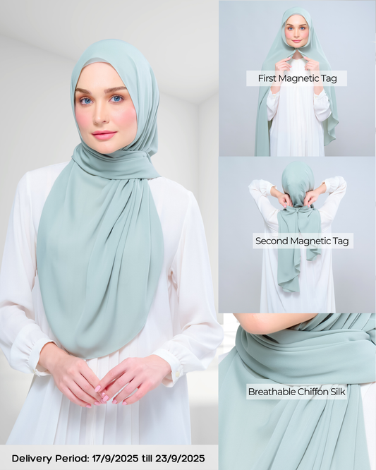 Instant Tag n' Go Shawl l Chiffon Silk 1.0 in Dusty Green