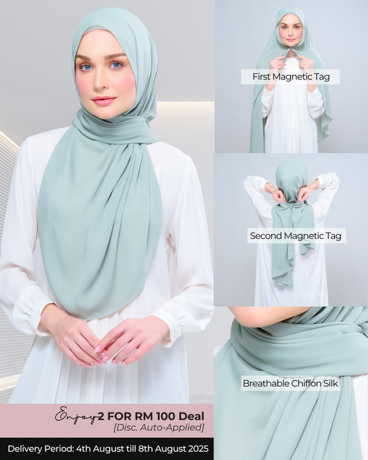 Instant Tag n' Go Shawl l Chiffon Silk 1.0 in Dusty Green