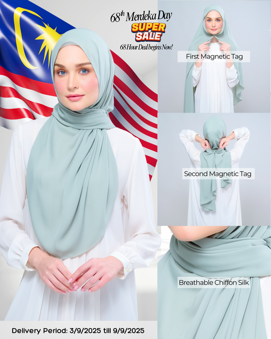 Instant Tag n' Go Shawl l Chiffon Silk 1.0 in Dusty Green