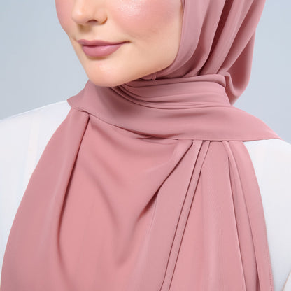 [As-Is] Instant Tag n' Go Shawl l Chiffon Silk in Dusty Pink
