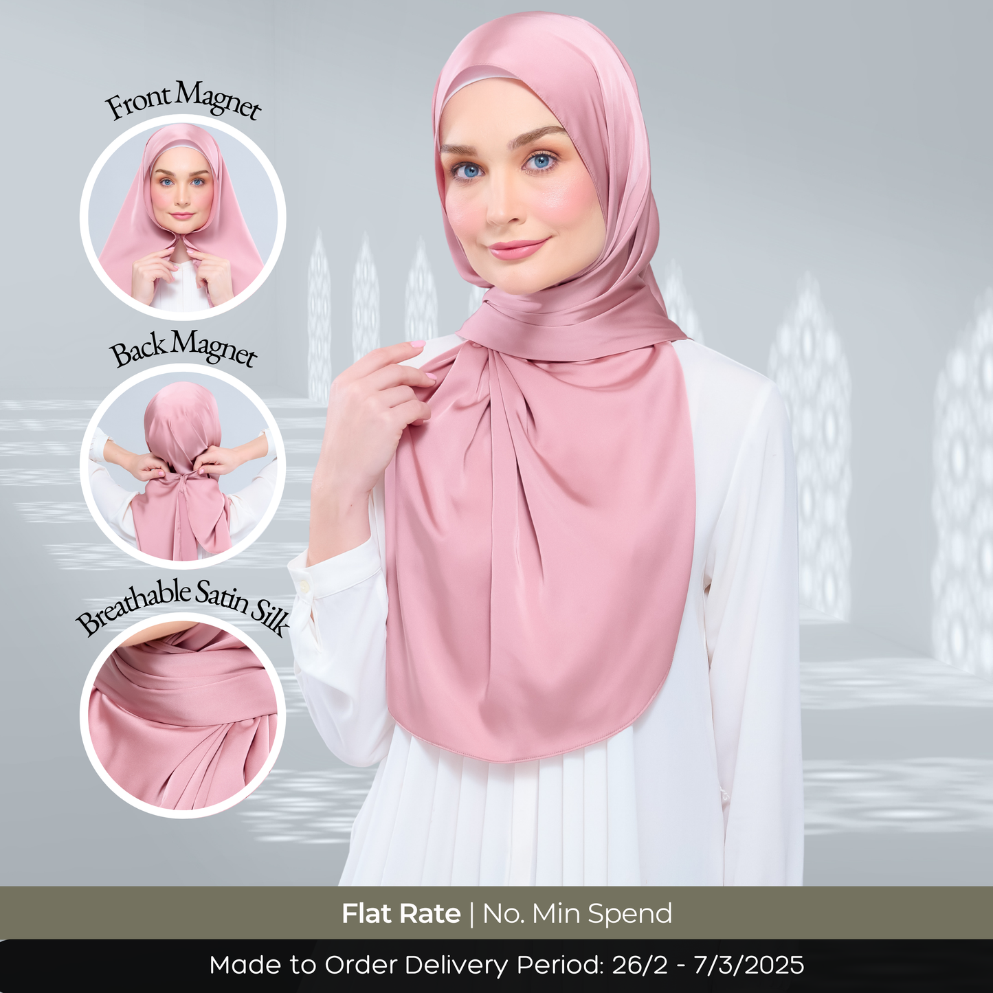 Instant Tag n' Go Shawl | Satin Silk in Dusty Pink