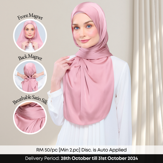 Instant Tag n' Go Shawl  | Satin Silk in Dusty Pink