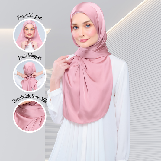 Instant Tag n' Go Shawl  | Satin Silk in Dusty Pink