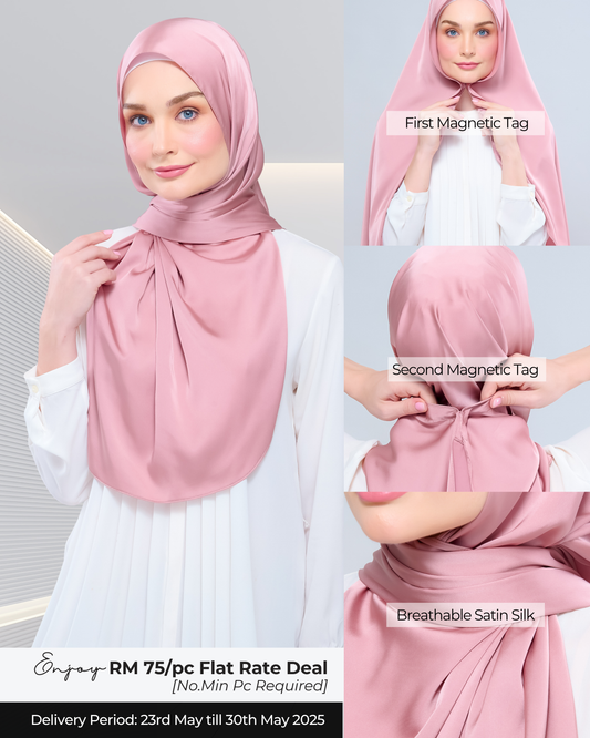 Instant Tag n' Go Shawl | Satin Silk in Dusty Pink