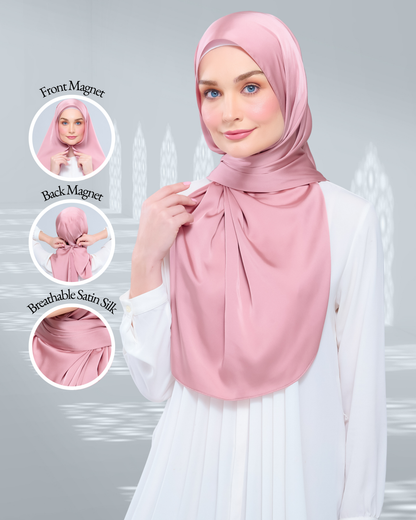 [As-Is] Instant Tag n' Go Shawl l Satin Silk in Dusty Pink
