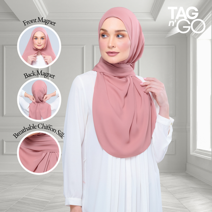 [As-Is] Instant Tag n' Go Shawl l Chiffon Silk in Dusty Pink