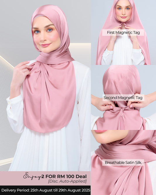 Instant Tag n' Go Shawl | Satin Silk in Dusty Pink