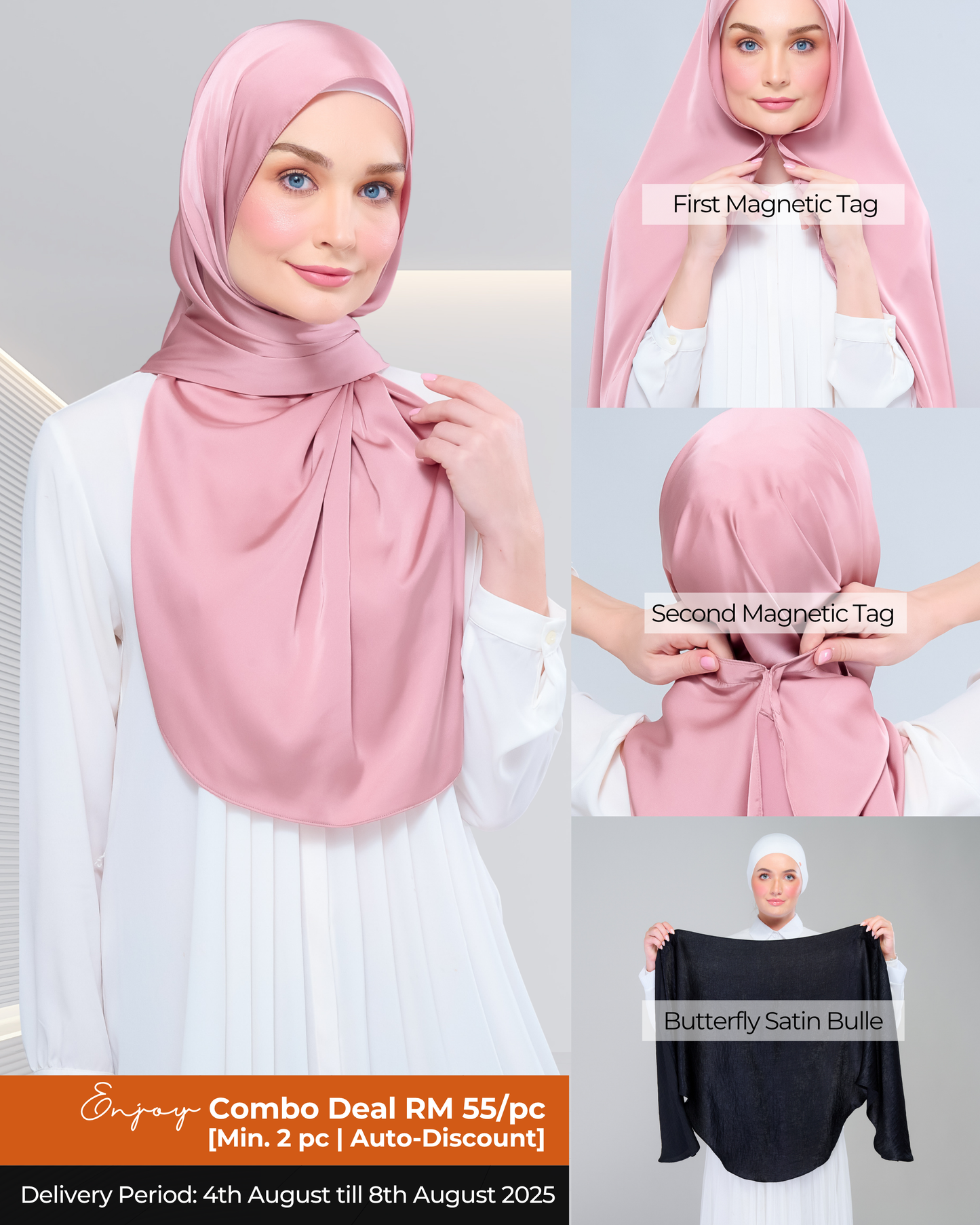 Instant Tag n' Go Butterfly | Satin Bulle in Dusty Pink