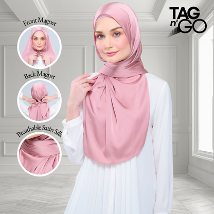 [As-Is] Instant Tag n' Go Shawl l Satin Silk in Dusty Pink