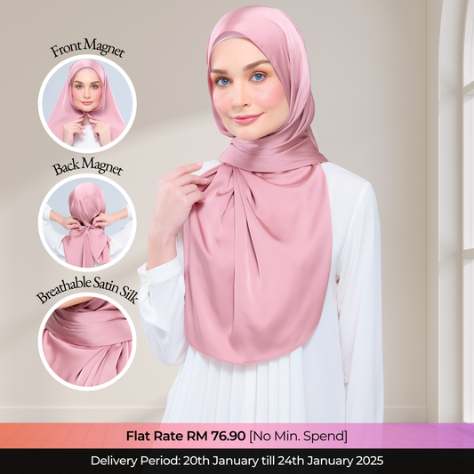 Instant Tag n' Go Shawl  | Satin Silk in Dusty Pink