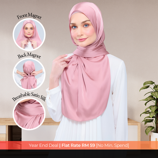 Instant Tag n' Go Shawl  | Satin Silk in Dusty Pink