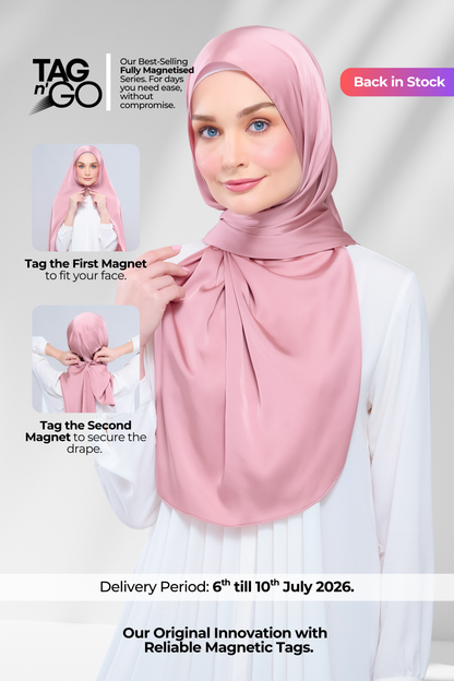 Instant Tag n' Go Shawl | Satin Silk in Dusty Pink