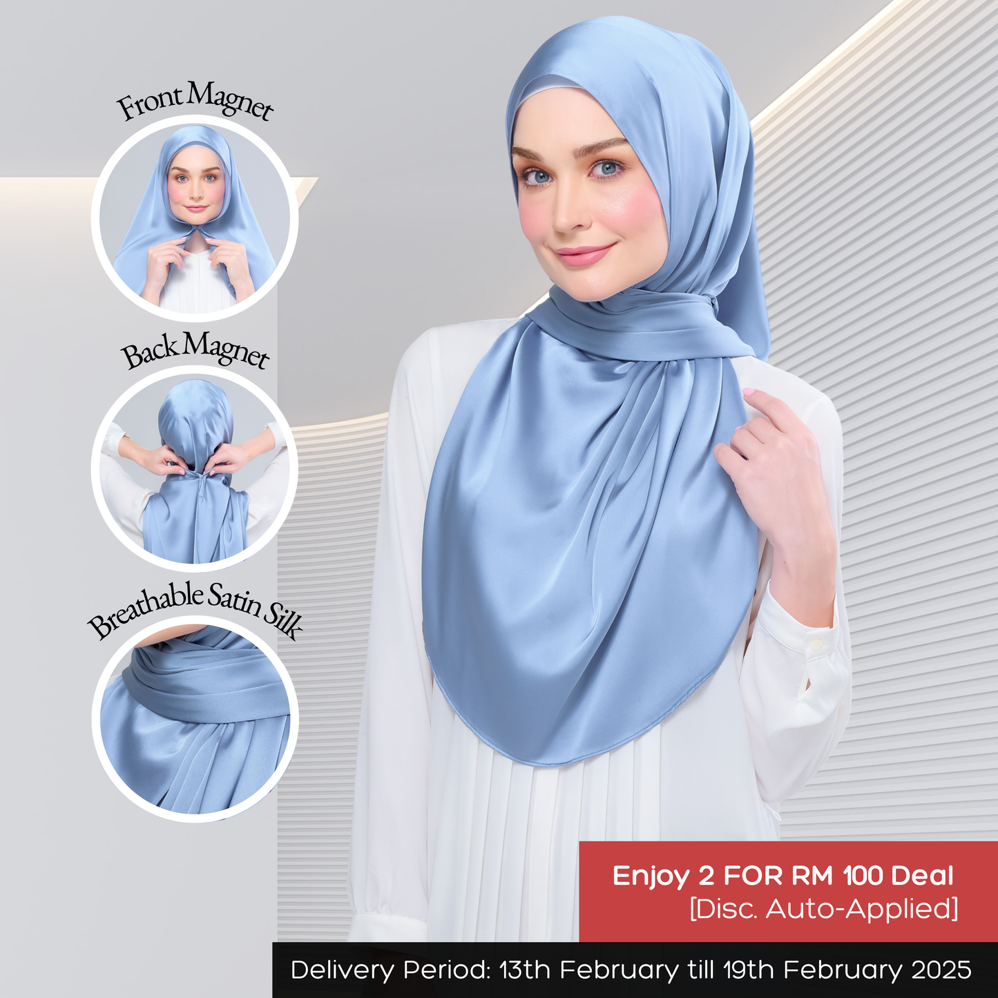 Instant Tag n' Go Shawl  | Satin Silk in Dusty Blue 2.0