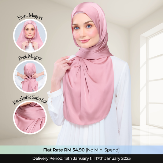 Instant Tag n' Go Shawl  | Satin Silk in Dusty Pink