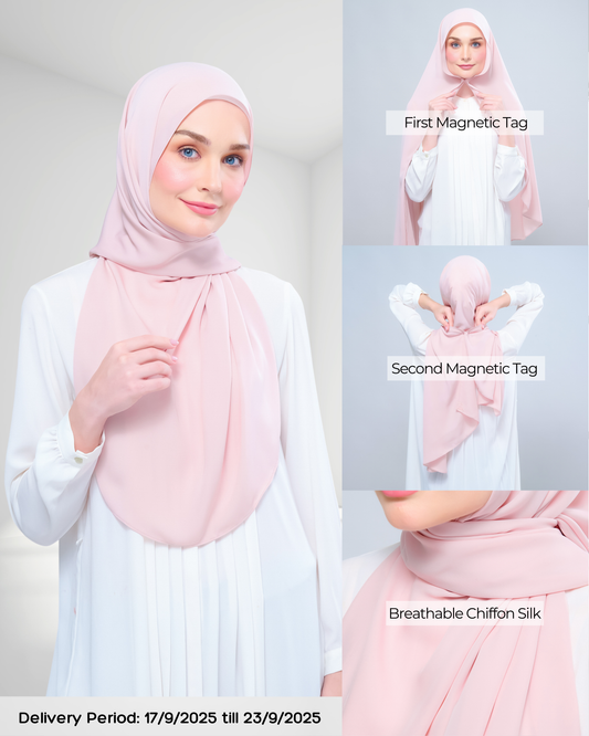 Instant Tag n' Go Shawl l Chiffon Silk 1.0 in Dusty Rose