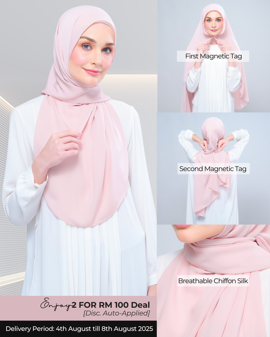 Instant Tag n' Go Shawl l Chiffon Silk 1.0 in Dusty Rose