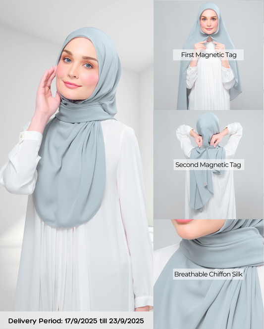 Instant Tag n' Go Shawl l Chiffon Silk 1.0 in Earl Grey