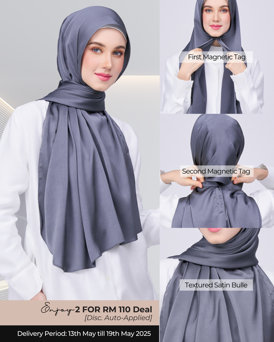 Instant Tag n' Go Shawl | Satin Bulle in Ebony Grey