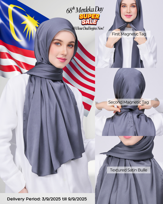 Instant Tag n' Go Shawl | Satin Bulle in Ebony Grey