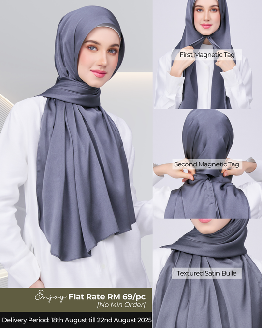 Instant Tag n' Go Shawl | Satin Bulle in Ebony Grey