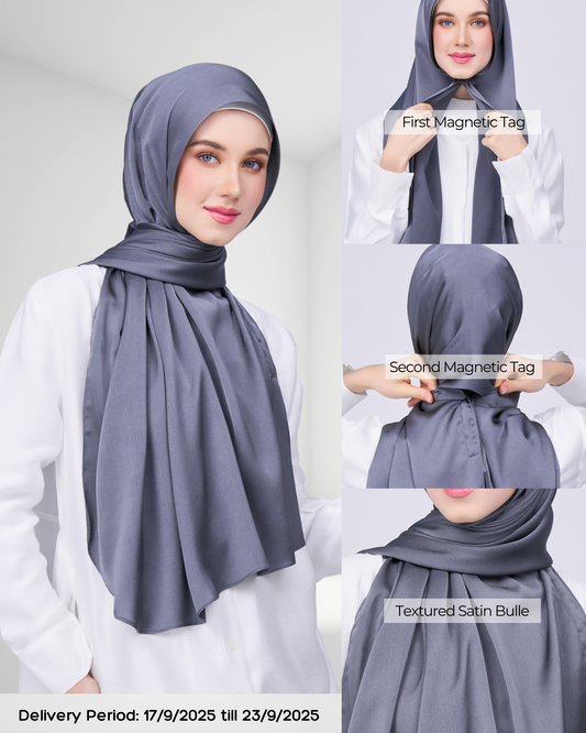 Instant Tag n' Go Shawl | Satin Bulle in Ebony Grey