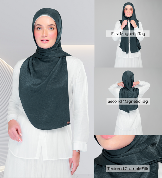 [As-Is] Instant Tag n' Go Shawl | Textured Silk in Elegant Green
