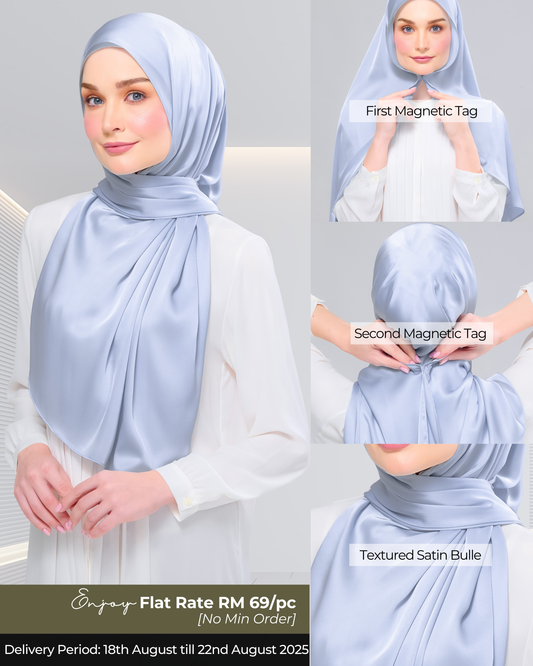 Instant Tag n' Go Shawl | Satin Bulle in Dreamy Sky