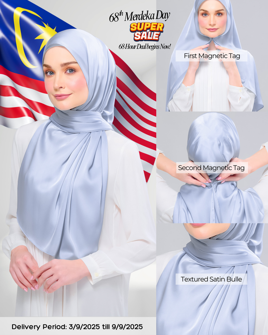 Instant Tag n' Go Shawl | Satin Bulle in Dreamy Sky