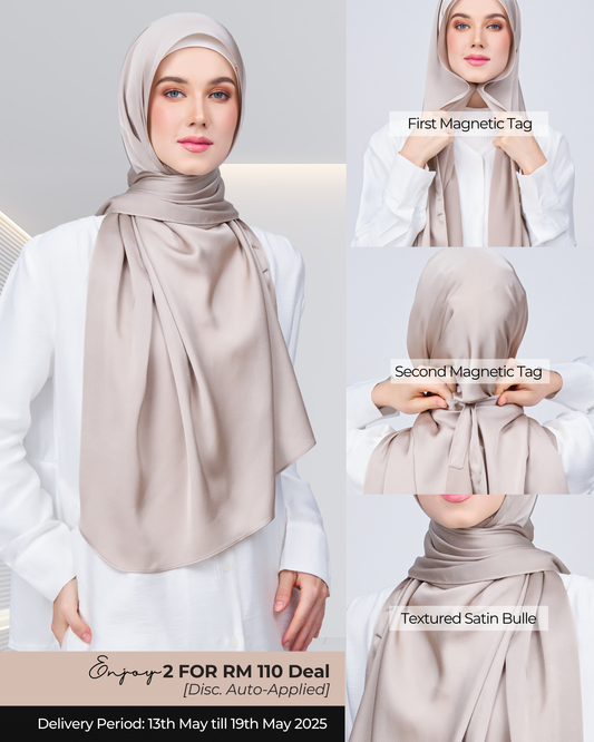 Instant Tag n' Go Shawl | Satin Bulle in Elegant Taupe