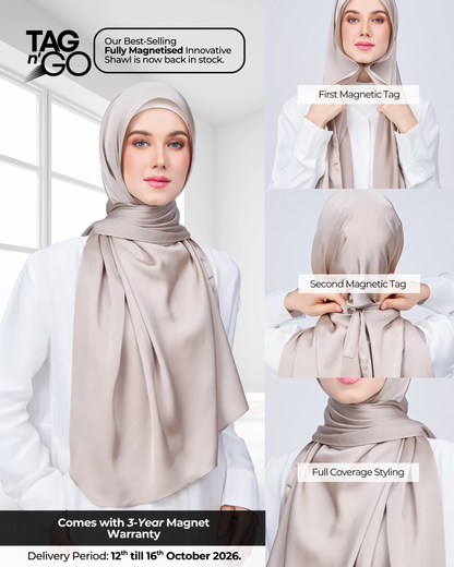 Instant Tag n' Go Shawl | Satin Bulle in Elegant Taupe