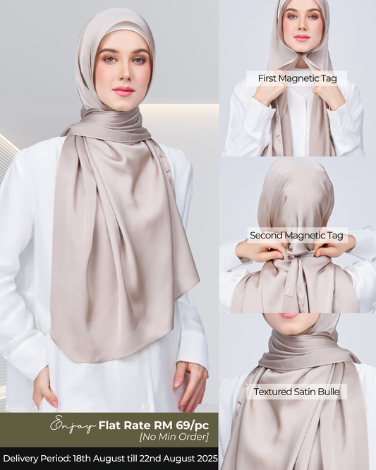 Instant Tag n' Go Shawl | Satin Bulle in Elegant Taupe