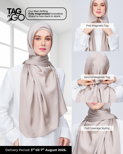 Instant Tag n' Go Shawl | Satin Bulle in Elegant Taupe