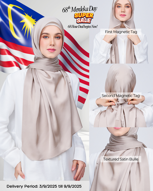 Instant Tag n' Go Shawl | Satin Bulle in Elegant Taupe