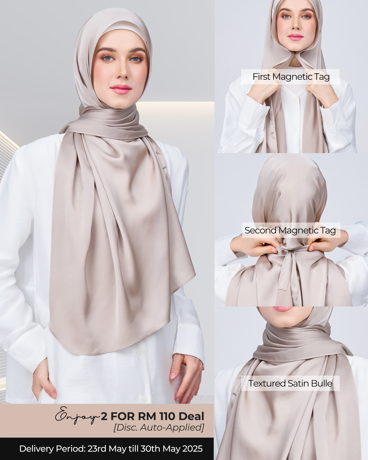 Instant Tag n' Go Shawl | Satin Bulle in Elegant Taupe