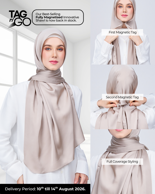 Instant Tag n' Go Shawl | Satin Bulle in Elegant Taupe