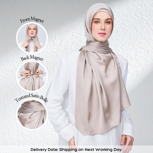 Instant Tag n' Go Shawl | Satin Bulle in Elegant Taupe