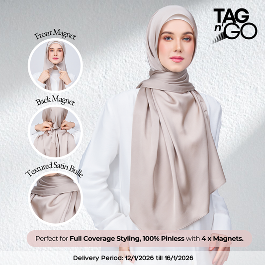 Instant Tag n' Go Shawl | Satin Bulle in Elegant Taupe