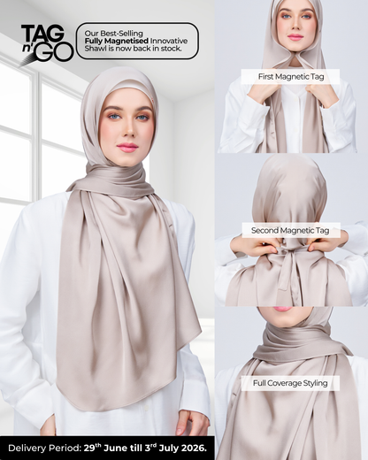 Instant Tag n' Go Shawl | Satin Bulle in Elegant Taupe