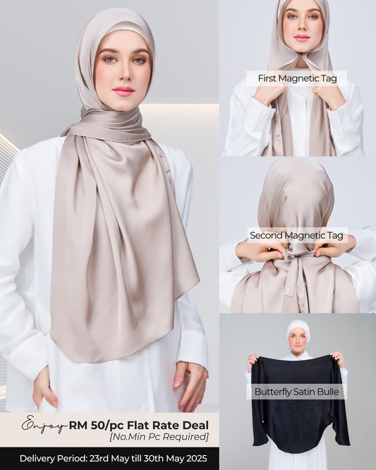 Instant Tag n' Go Shawl | Satin Bulle in Elegant Taupe
