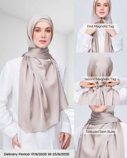 Instant Tag n' Go Shawl | Satin Bulle in Elegant Taupe