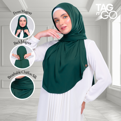 [As-Is] Instant Tag n' Go Shawl l Chiffon Silk in Emerald Green