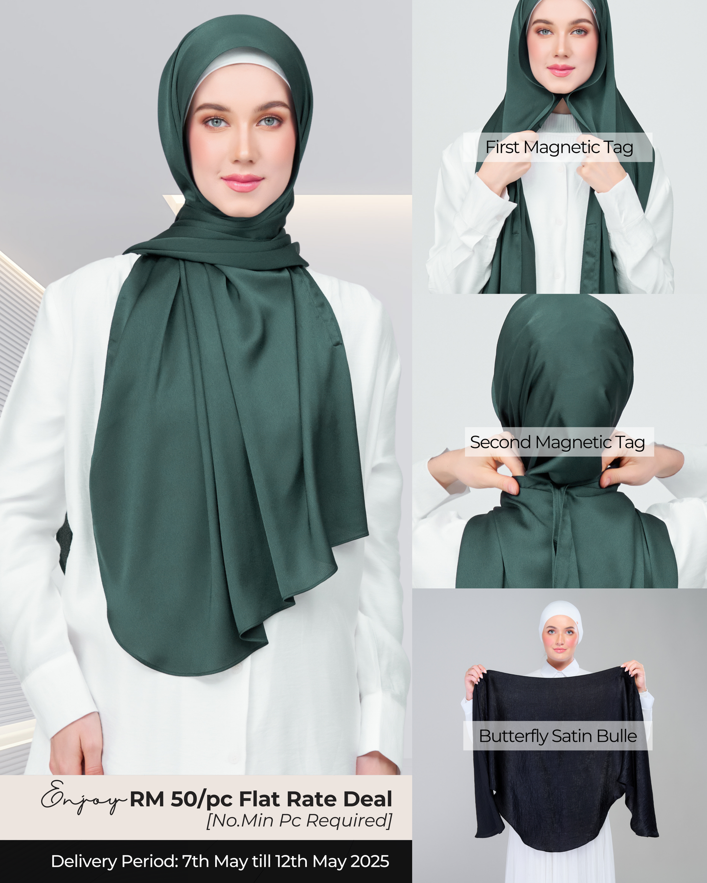 Instant Tag n' Go Butterfly | Satin Bulle in Emerald Green