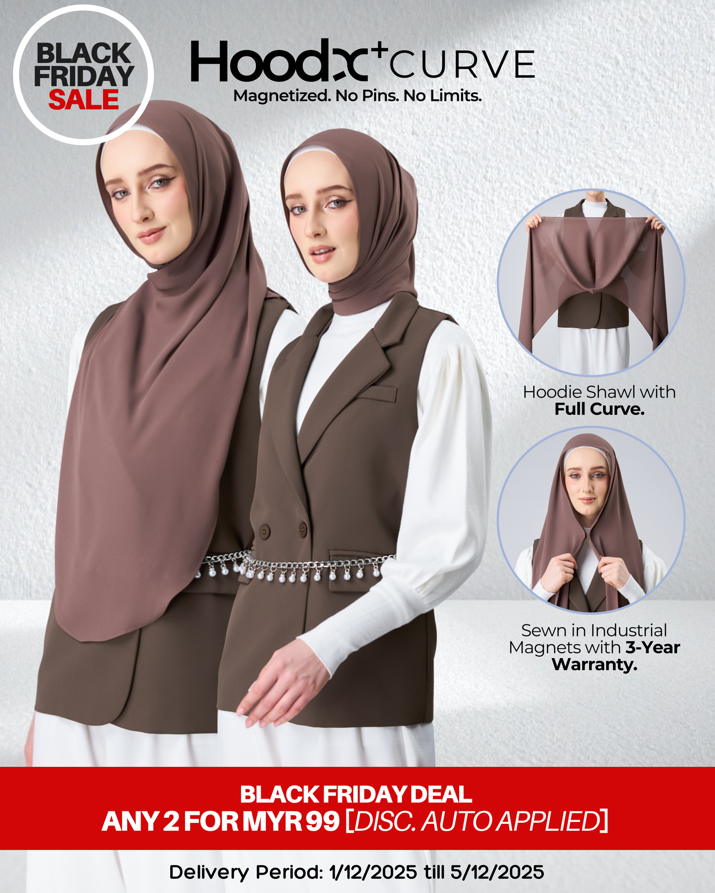 [BFS] HoodX⁺Plus Curve in Espresso [Korean Chiffon]